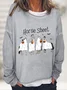 Women Halloween Crew Neck Cotton-Blend Long Sleeve Casual Daily Spring/Fall Sweatshirt
