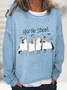 Women Halloween Crew Neck Cotton-Blend Long Sleeve Casual Daily Spring/Fall Sweatshirt