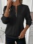 Women Plain Crew Neck Jacquard Long Sleeve Casual Daily Spring/Fall Sweatshirt