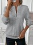 Women Plain Crew Neck Jacquard Long Sleeve Casual Daily Spring/Fall Sweatshirt