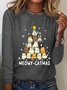 Women Animal Crew Neck Cotton-Blend Long Sleeve Casual Daily Spring/Fall T-shirt