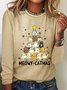 Women Animal Crew Neck Cotton-Blend Long Sleeve Casual Daily Spring/Fall T-shirt