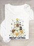 Women Animal Crew Neck Cotton-Blend Long Sleeve Casual Daily Spring/Fall T-shirt