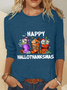 Women Christmas Crew Neck Cotton-Blend Long Sleeve Casual Daily Spring/Fall T-shirt