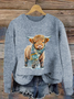 Women's Casual Highland Cow Knit Sweatshirt