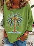 Ladies' Christmas Palm Tree Printed Casual Sweatshirt
