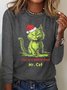 Women Christmas Crew Neck Cotton-Blend Long Sleeve Casual Daily Spring/Fall Blouse