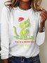 Women Christmas Crew Neck Cotton-Blend Long Sleeve Casual Daily Spring/Fall Blouse