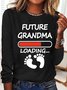 Women Text Letters Crew Neck Cotton-Blend Long Sleeve Casual Daily Spring/Fall Blouse