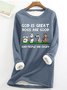 Crew Neck Casual Text Letters Loose Sweatshirt