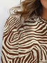 Zebra Print Crew Neck Long Sleeve T-shirt
