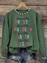 Women Text Letters Crew Neck Long Sleeve Vintage Holiday Spring/Fall Sweatshirt