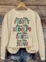Women Text Letters Crew Neck Long Sleeve Vintage Holiday Spring/Fall Sweatshirt