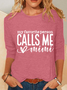 Women Text Letters Crew Neck Cotton-Blend Long Sleeve Casual Daily Spring/Fall Blouse