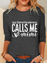 Women Text Letters Crew Neck Cotton-Blend Long Sleeve Casual Daily Spring/Fall Blouse