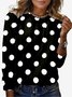 Polka Dot Print Long Sleeve Crew Neck T-shirt
