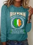 Irish Woman Fire Of A Lioness Heart Of A Hippie - Funny St Patrick's Day Casual Long Sleeve Shirt