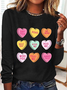 Women's Love Valentine's Day Round Neck Casual Long Sleeve T-Shirt
