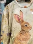 Women's Bunny Easter Print Casual Long Sleeve Sweatshirt
