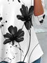 Women's Flowers Print Casual Crew Neck Tunic T-Shirt