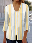 Women's Striped Print Casual Button Long Sleeve Cardigan