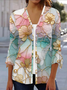 Women's Floral Print Casual Button-Down Long Sleeve Cardigan