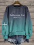 Women'S Faith Over Fear Psalm 118:6 Print Crew Neck Sweatshirt