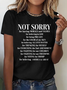 Women Text Letters Crew Neck Cotton Short Sleeve Casual Daily Summer T-shirt