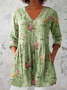 Women's Half Sleeve Blouse_ Summer Green Floral Printing V Neck Daily Going Out Casual Top