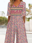 Multicolor Block Loose Vintage Jumpsuit