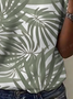 Artistic Leaf Print Cotton T-Shirt