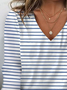 Women's Striped Spring Print Casual V-Neck Long Sleeve T-Shirt