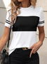 Women's Striped Print Spring And Summer Round Neck Short-Sleeved T-shirt