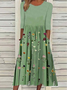 Women's Short Sleeve Summer Green Floral Printing Crew Neck Daily Going Out Casual Maxi H-Line Shift Dress Dress