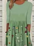 Women's Short Sleeve Summer Green Floral Printing Crew Neck Daily Going Out Casual Maxi H-Line Shift Dress Dress