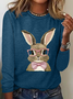 Cute Easter Bunny Casual Long Sleeve Shirt