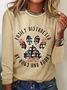 Women Text Letters Crew Neck Cotton-Blend Long Sleeve Casual Daily Spring/Fall Blouse