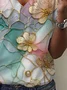 Women's Spring and Summer Floral Print Casual V-Neck Short Sleeve T-Shirt