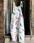 Dragonfly pattern comfortable casual cotton and linen jumpsuit