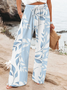 Women's  H-Line Baggy Pants Daily Going Out Pants Green Casual Printing Floral Spring/Fall Pants