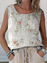 Women's Sleeveless Tank Top Summer White Floral Printing Crew Neck Daily Going Out Casual Top