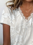 Women's Short Sleeve T-shirt Summer White Floral Printing V Neck Daily Going Out Casual Top