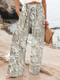 Women's  H-Line Baggy Pants Daily Going Out Pants Light Khaki Casual Printing Floral Spring/Fall Pants