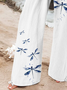 Women's  H-Line Baggy Pants Daily Going Out Pants White Casual Printing Dragonfly Spring/Fall Pants