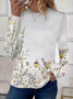 Women's Floral Spring Print Round Neck Long Sleeve T-Shirt
