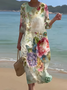 Women's Floral Print Spring Crew Neck Dress
