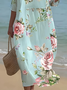 Women's Floral Print Spring Crew Neck Dress