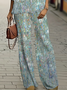 Women's Abstract Spring Print Casual Top and Pants Two-Piece Set