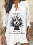 Women Animal V Neck Cotton Long Sleeve Casual Daily Spring/Fall Shirt