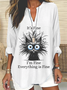 Women Animal V Neck Cotton Long Sleeve Casual Daily Spring/Fall Shirt